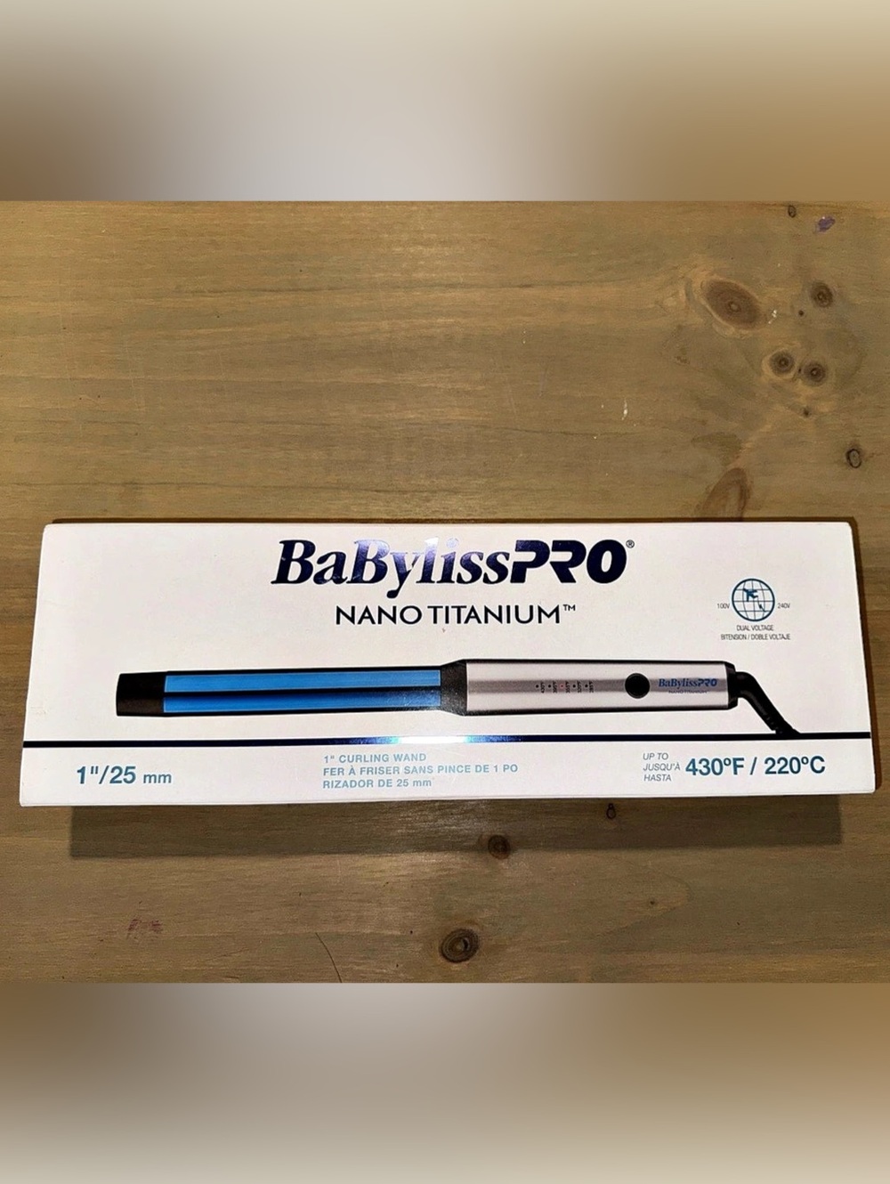 BaBylissPRO Nano Titanium 1" Curling Wand 430°F Dual Voltage BNTW100NUC